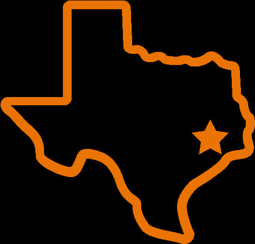 Texas Outline Orange Star PNG Image