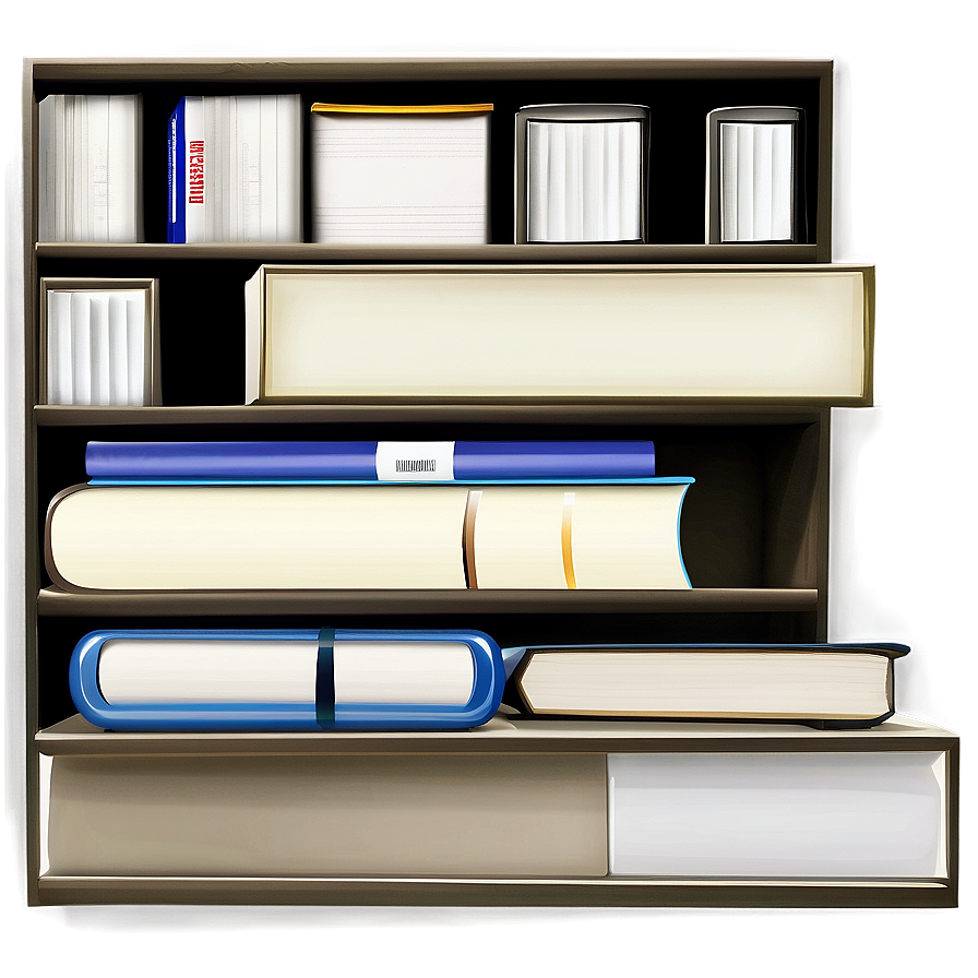 Textbooks On Study Shelf Png Bdb PNG Image