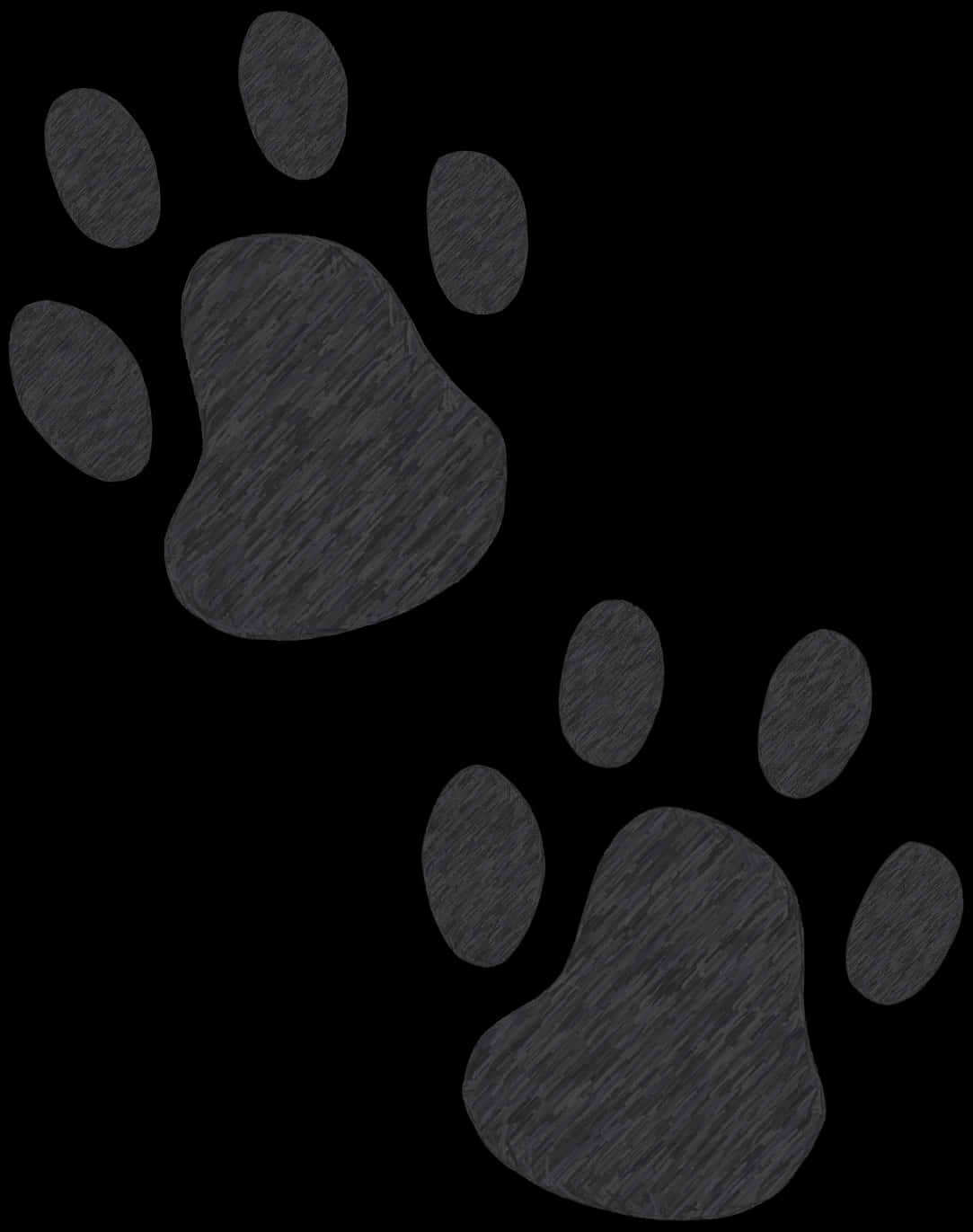 Textured Dog Paw Printson Black Background PNG Image