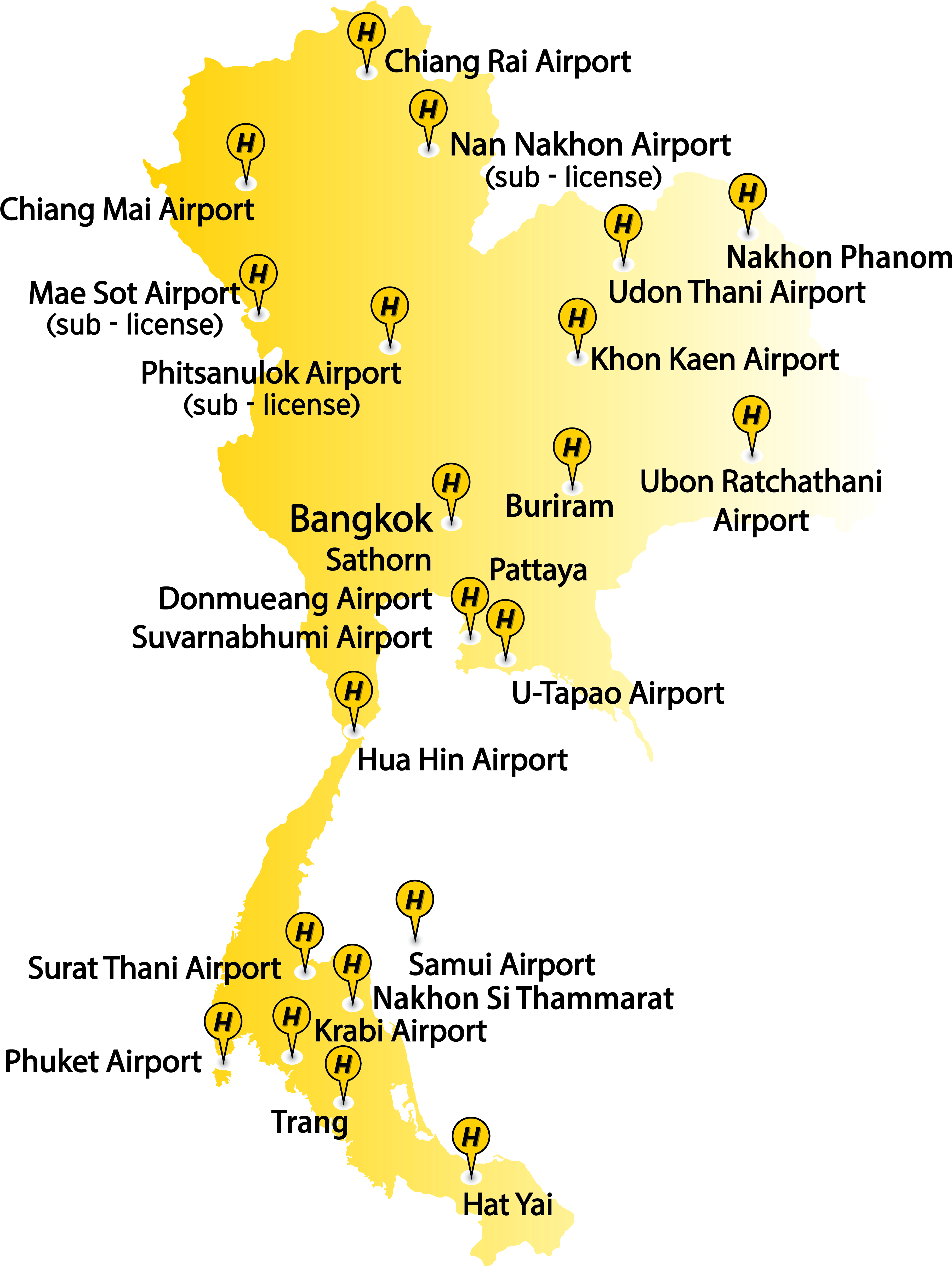 Thailand Airport Map PNG Image