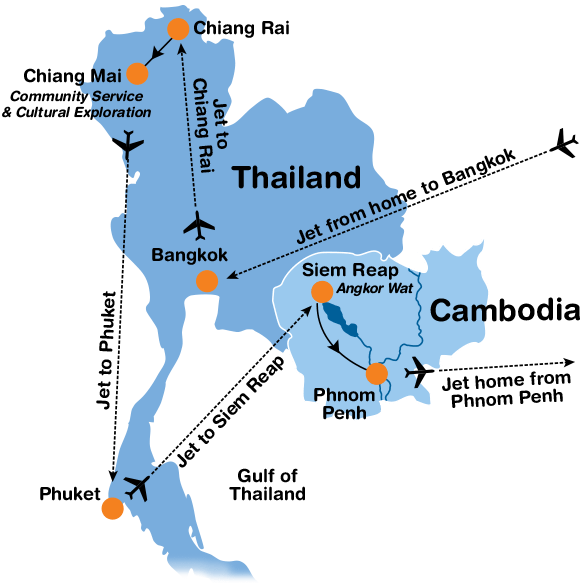 Thailand Cambodia Travel Map PNG Image