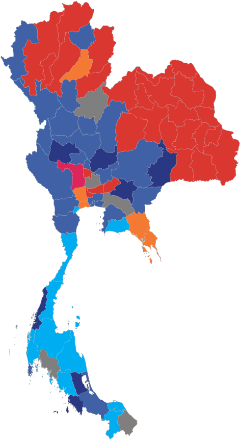 Thailand Political Map Color Coded PNG Image