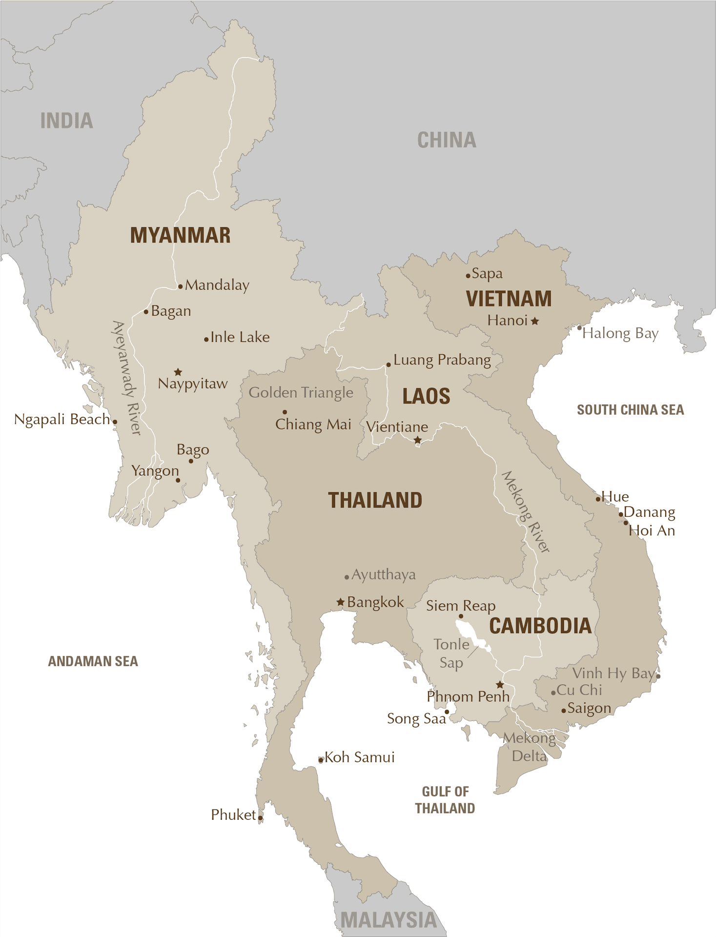 Thailandand Surrounding Countries Map PNG Image