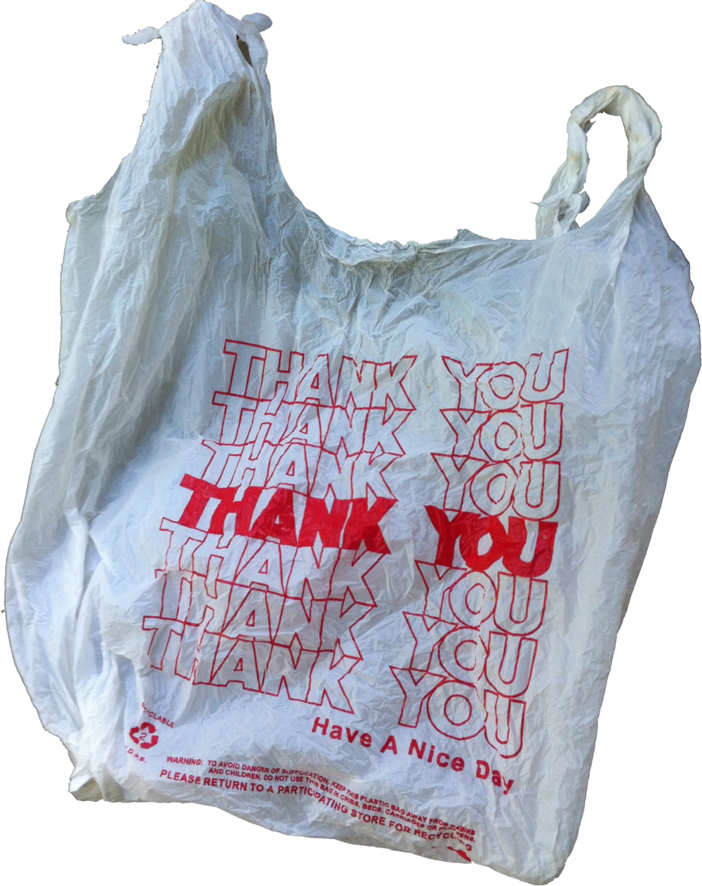 Thank You Plastic Bag Red Text PNG Image