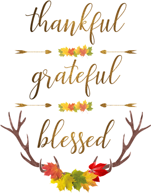 Thankful Grateful Blessed Autumn Design PNG Image