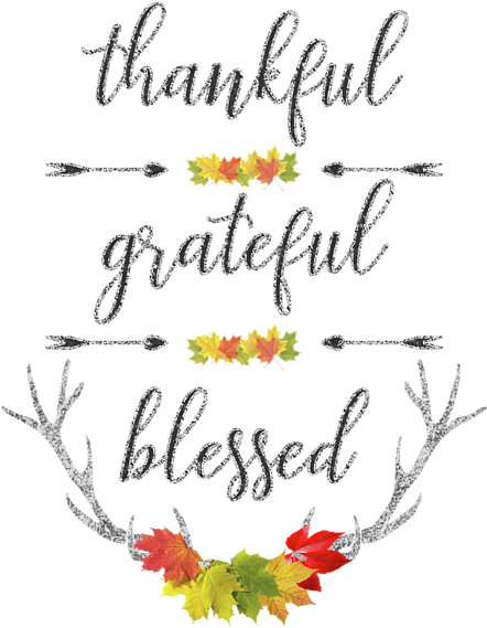 Thankful Grateful Blessed Autumn Leaves PNG Image