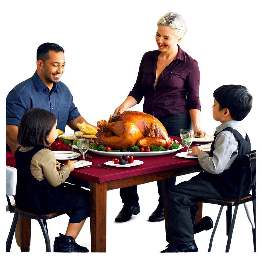 Thanksgiving Family Dinner Png Vxy PNG Image