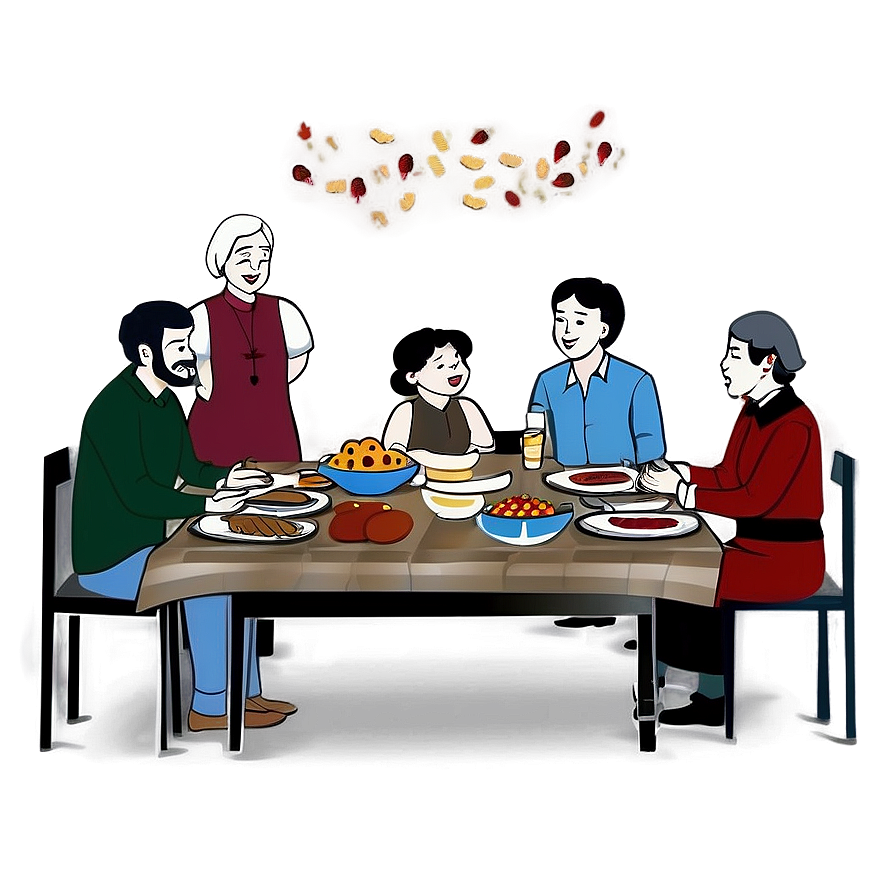 Thanksgiving Family Gathering Png Qjc PNG Image