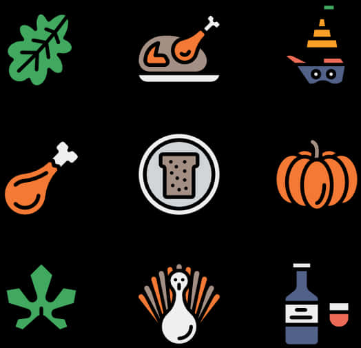 Thanksgiving Icons Set PNG Image