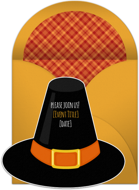 Thanksgiving Invitation Template Pilgrim Hat PNG Image