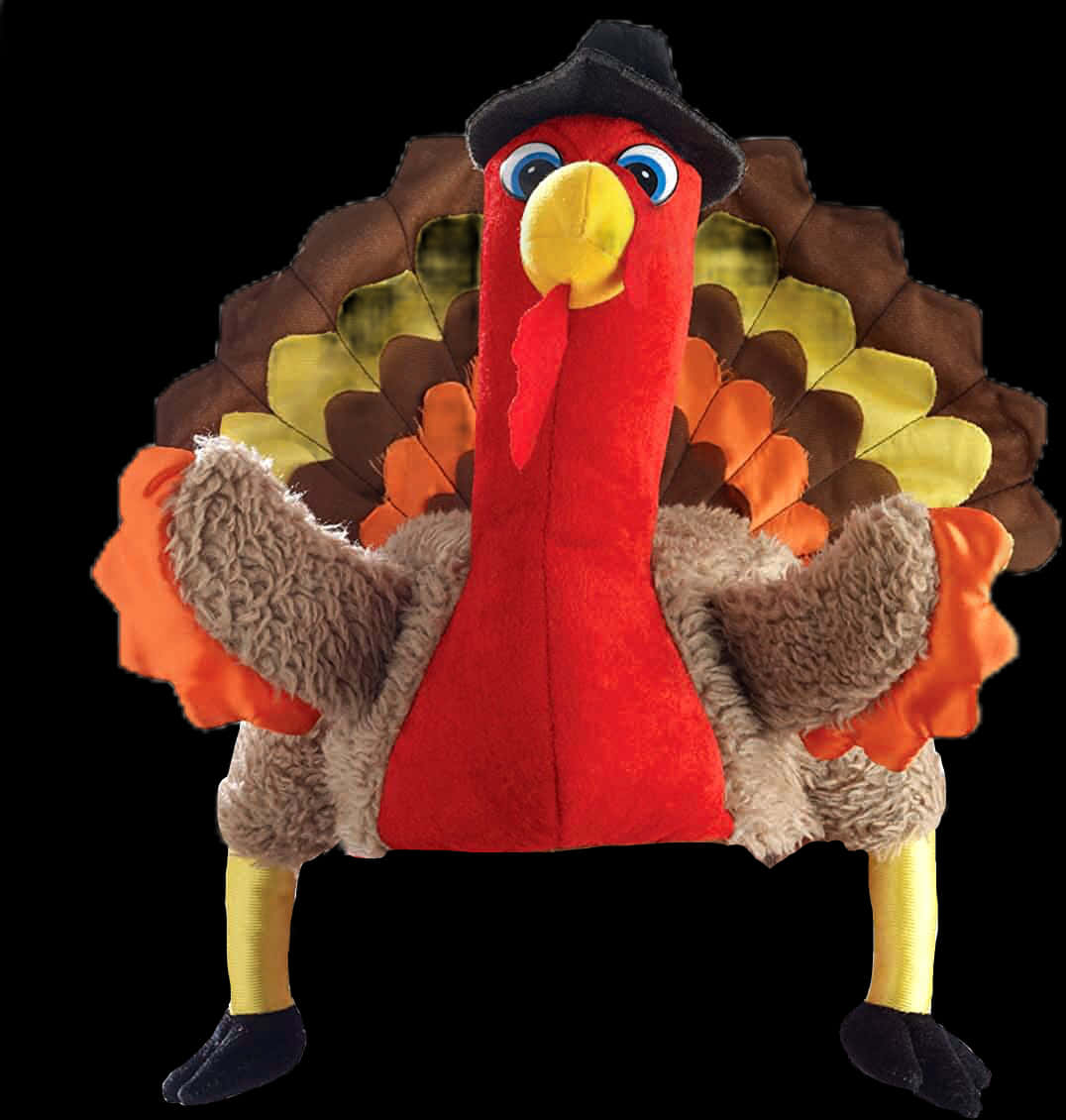 Thanksgiving Plush Turkeywith Hat PNG Image