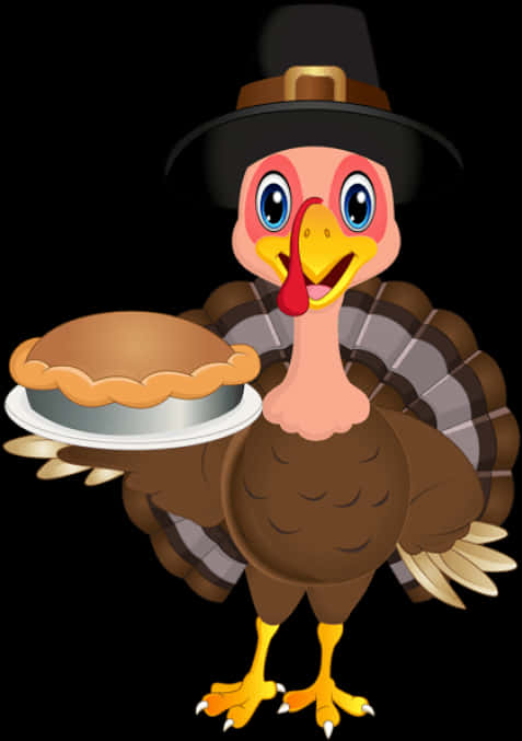 Thanksgiving Turkey Cartoonwith Pie PNG Image