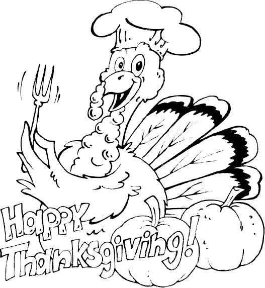 Thanksgiving Turkey Chef Coloring Page PNG Image