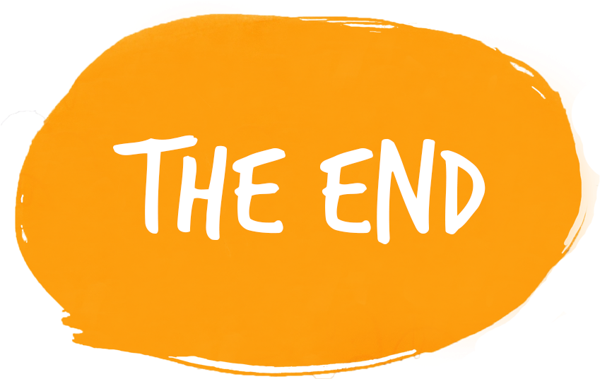 The End Text Orange Background PNG Image