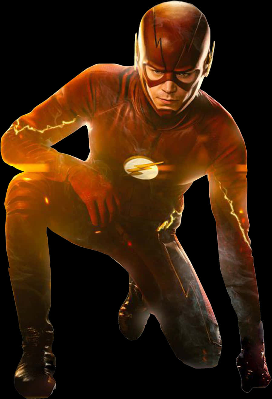 The_ Flash_ Crouching_ Pose PNG Image