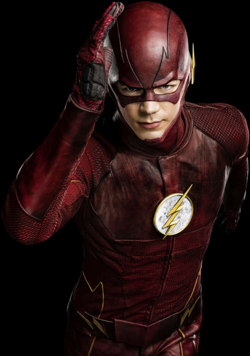 The_ Flash_ Saluting_in_ Costume PNG Image