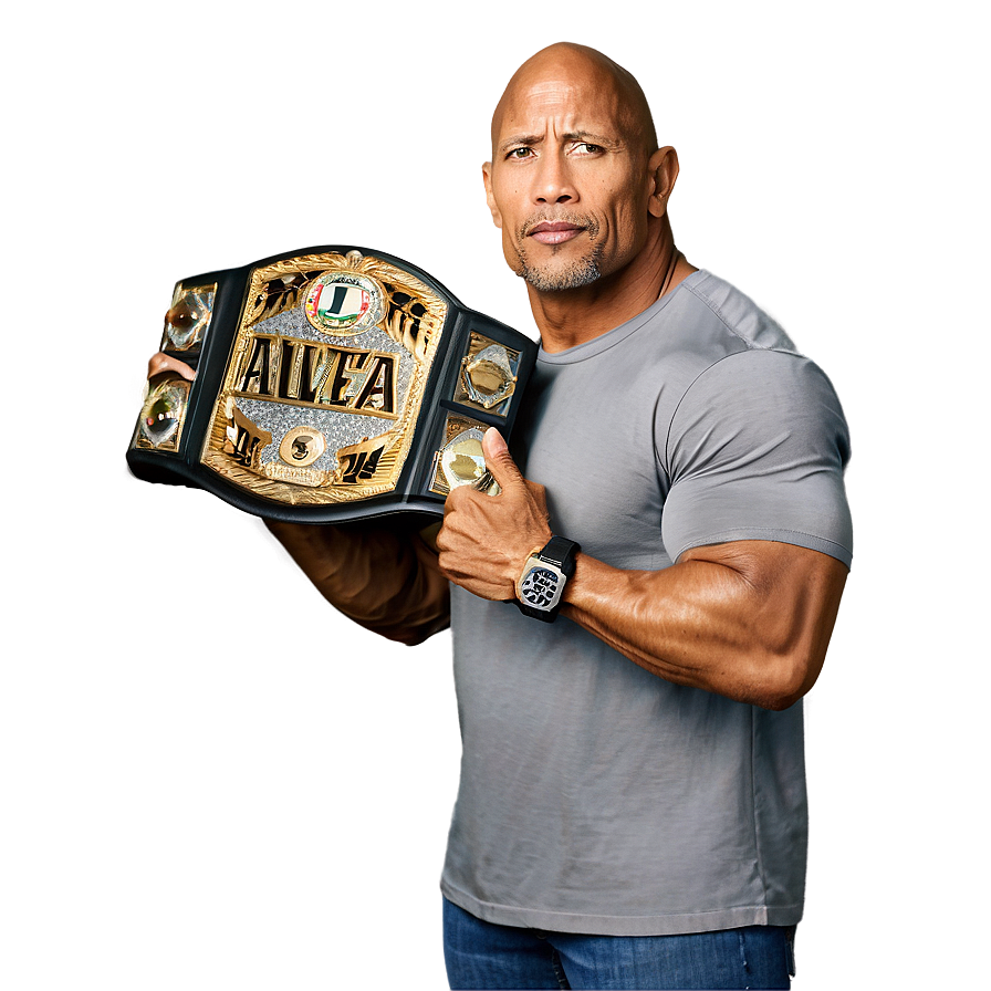 The Rock Holding Championship Png 05232024 PNG Image