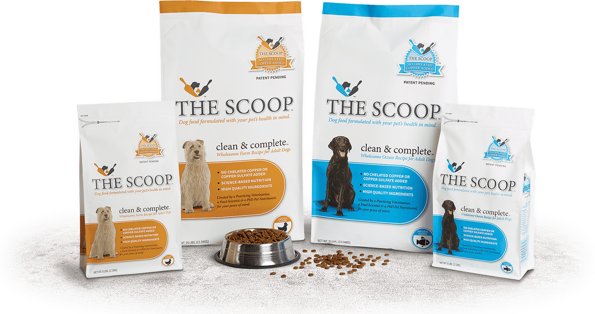 The Scoop Dog Food Product Lineup PNG Image