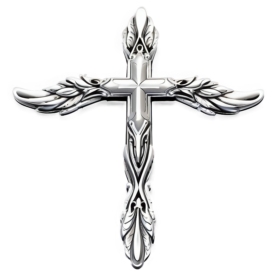 Thin Cross With Wings Png Qbo PNG Image