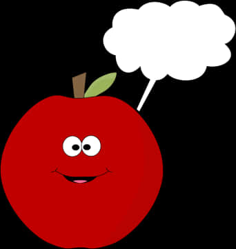 Thinking Apple Cartoon Character PNG Image