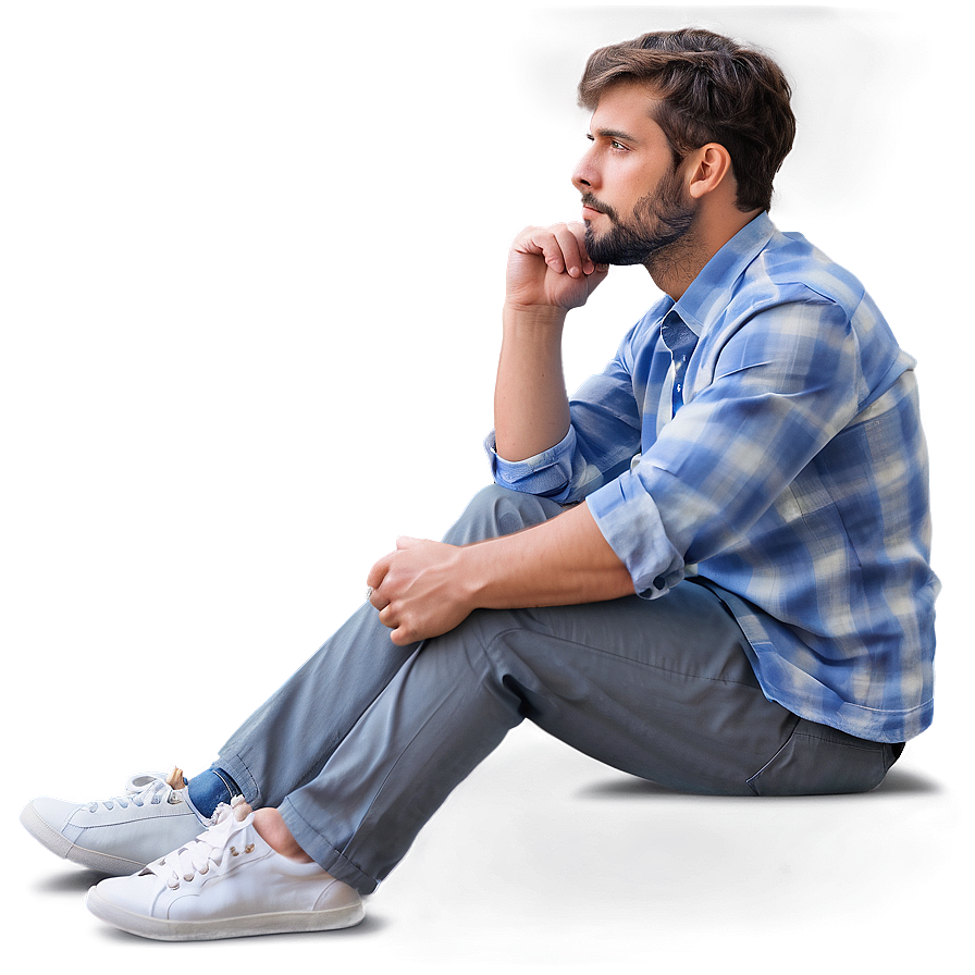 Thinking Man Sitting Png Bmu14 PNG Image