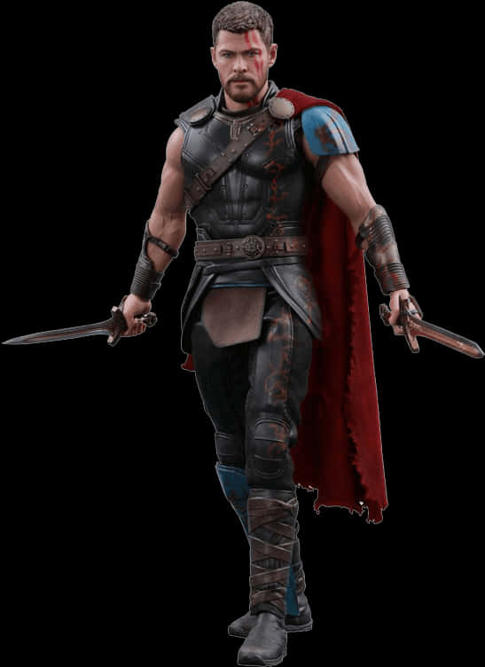 Thor Armored Warrior Stance PNG Image