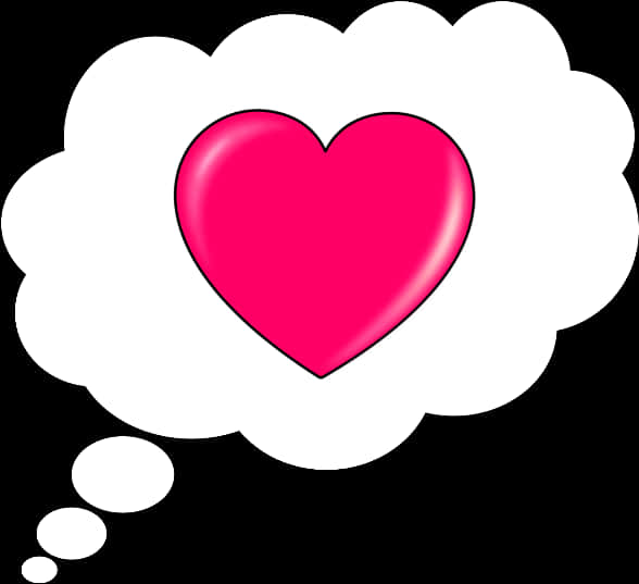 Thought Bubble Pink Heart PNG Image