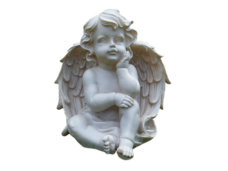 Thoughtful Cherub Statue PNG Image