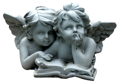 Thoughtful Cherubs Statue PNG Image