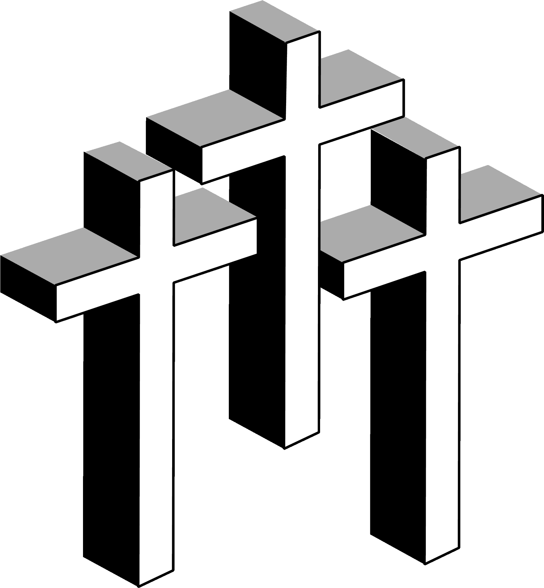 Three Black Crosses Clipart PNG Image