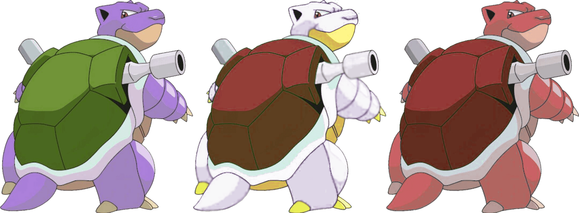 Three Blastoise Evolution Stages PNG Image