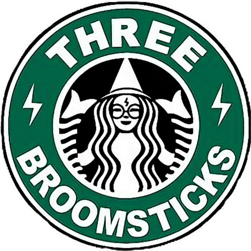 Three Broomsticks Coffee Logo Parody PNG Image