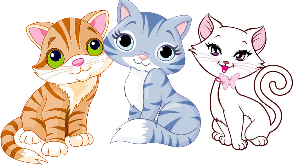 Three Cartoon Kittens PNG Image