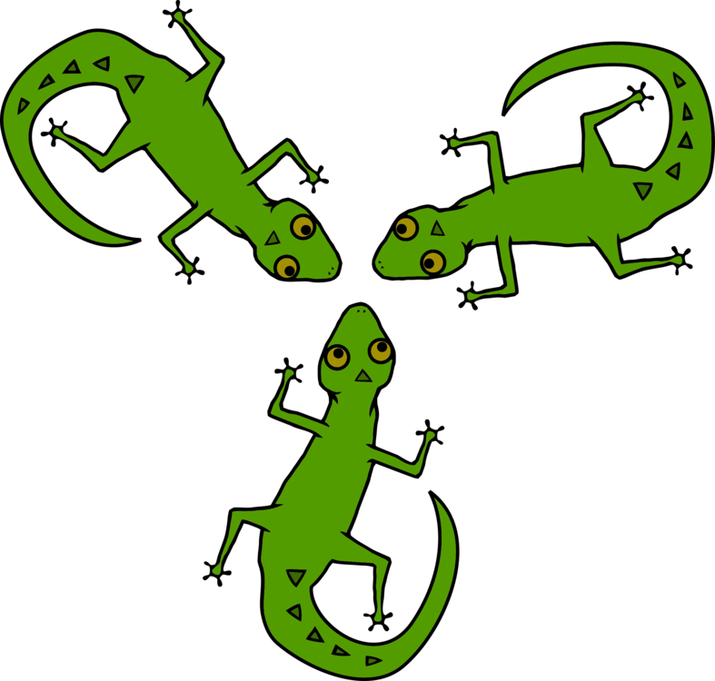 Three Cartoon Lizards Illustration PNG Image