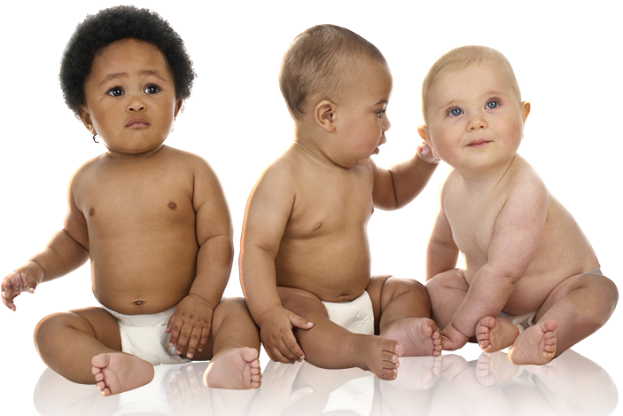 Three Diverse Babies Together PNG Image