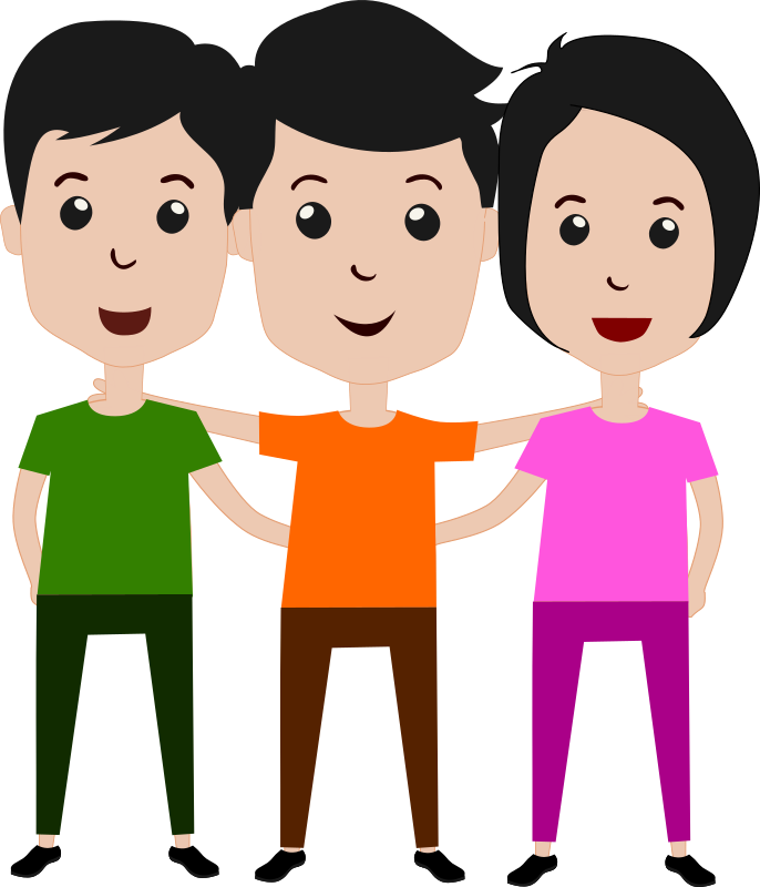 Three Friends Together Cartoon PNG Image