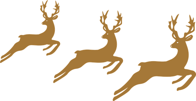 Three Leaping Reindeer Silhouettes PNG Image