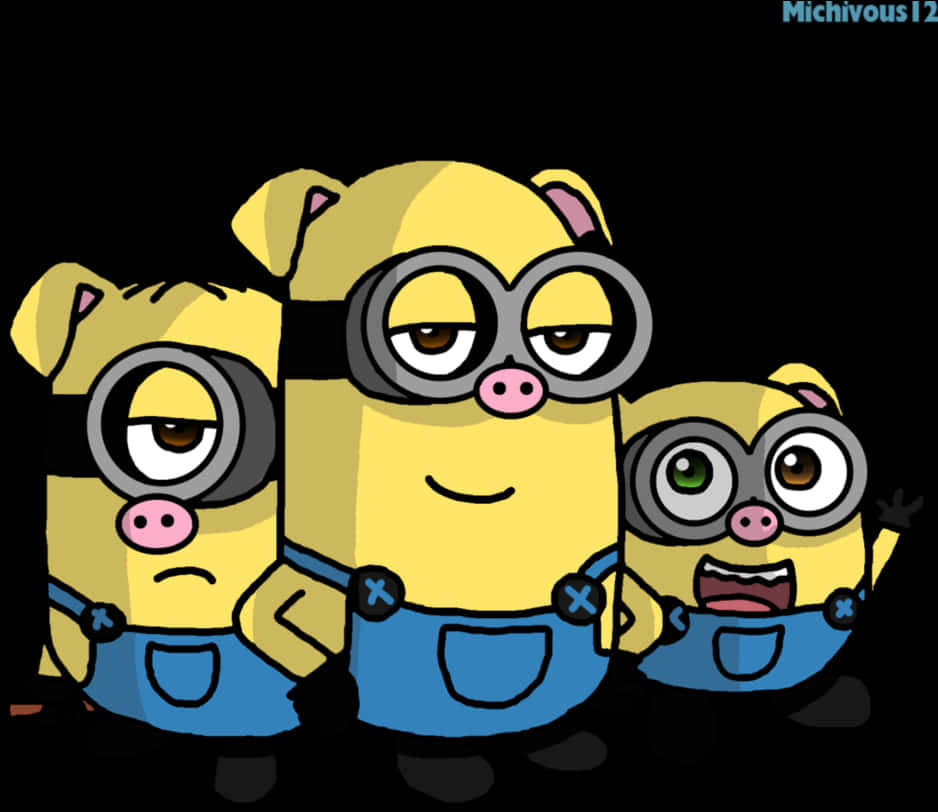 Three Minions Clipart PNG Image