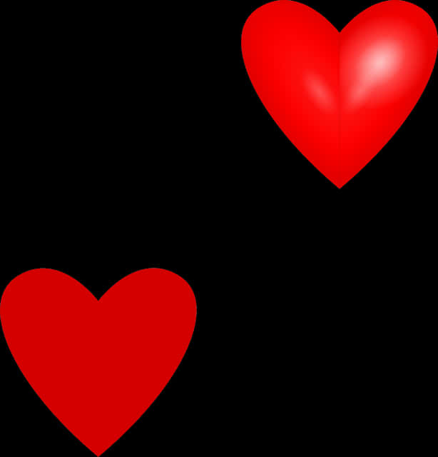 Three Red Hearts Black Background PNG Image