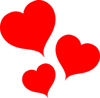 Three Red Hearts Black Background PNG Image