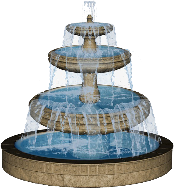 Three Tiered Water Fountain Transparent Background PNG Image