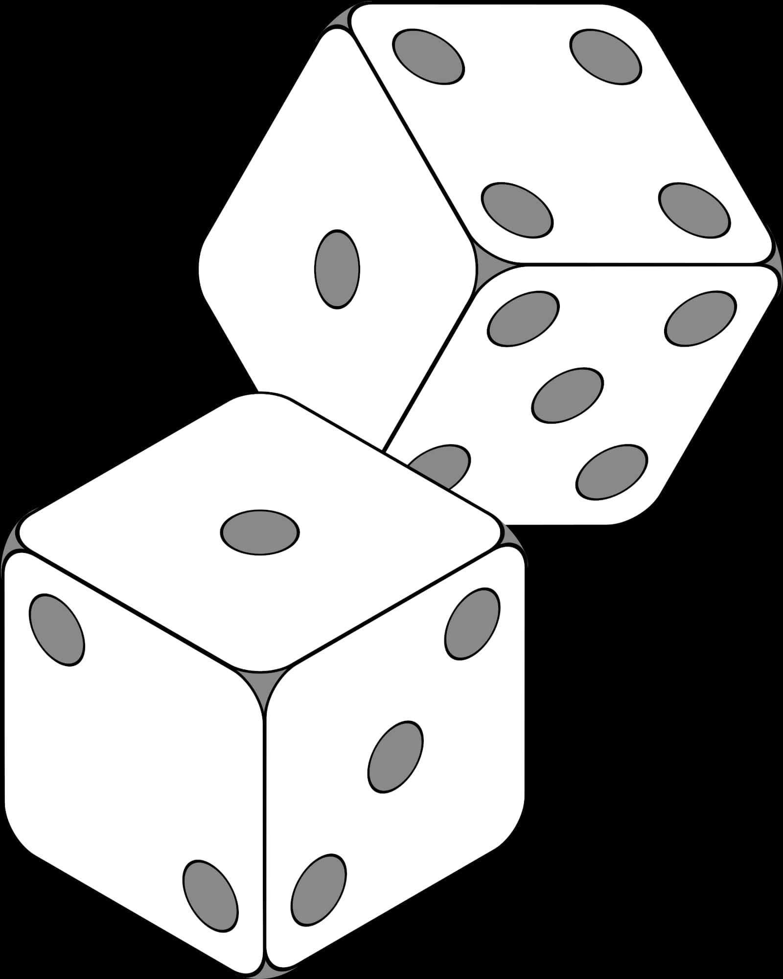 Three White Dice Illustration PNG Image