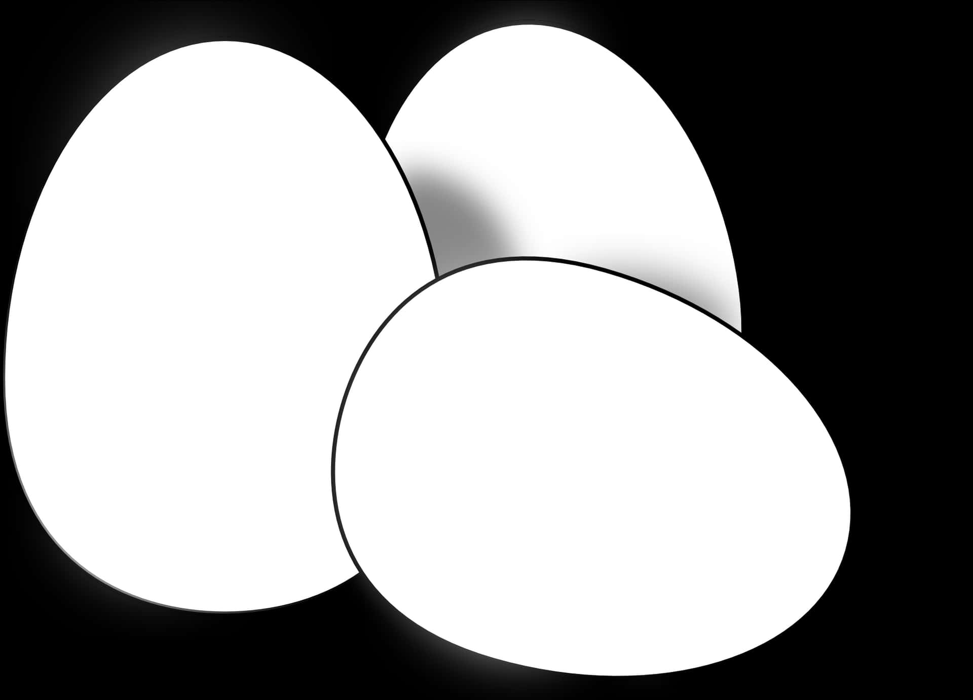 Three White Eggs Black Background PNG Image