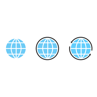 Three World Globe Icons Variations PNG Image