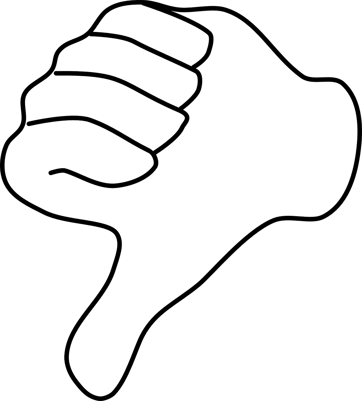 Thumbs Down Hand Gesture Outline PNG Image