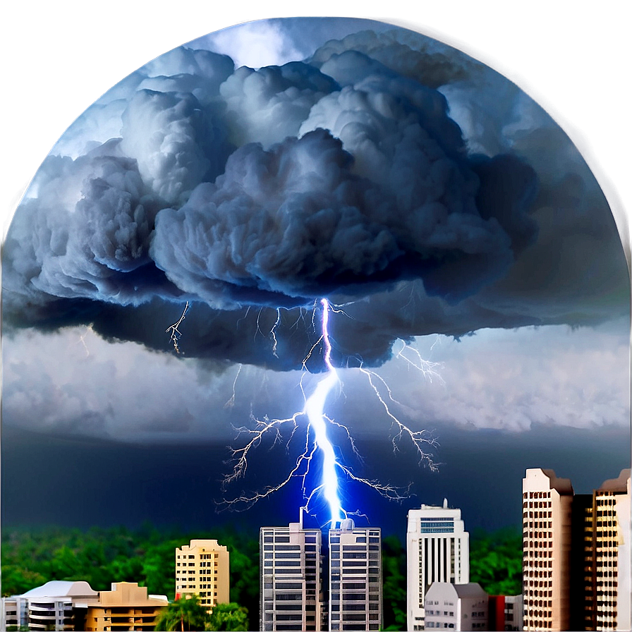 Thunderstorm Over City Png 06202024 PNG Image