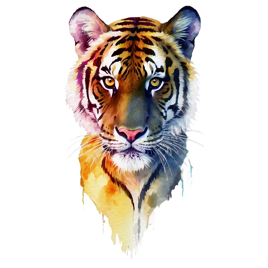 Tiger Face Watercolor Effect Png 06252024 PNG Image