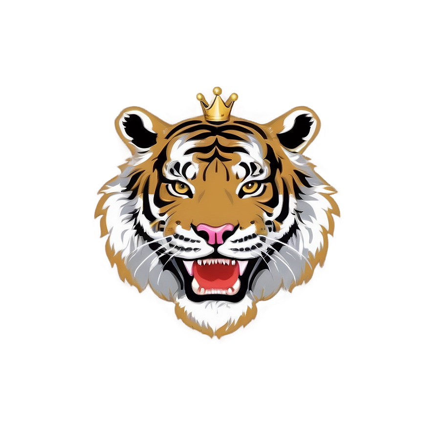 Tiger Face With Crown Png Oag PNG Image