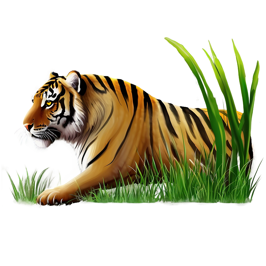 Tiger In Grass Png Rqn PNG Image