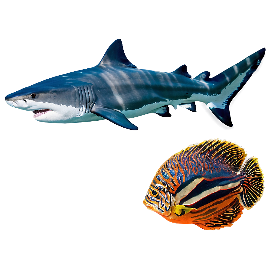 Tiger Shark With Coral Reef Png Ycu6 PNG Image